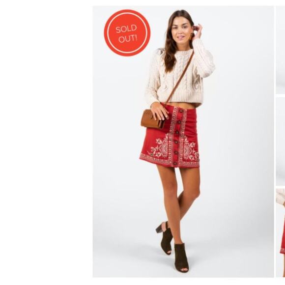 Francesca’s Denna Button Embroidered Mini Skirt S - Picture 9 of 9